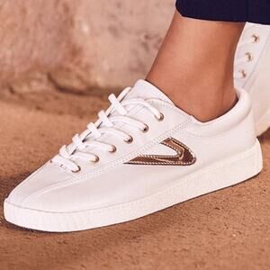 Tretorn White Leather Nylite Gold Plus Tennis Shoes Sneakers Size 9